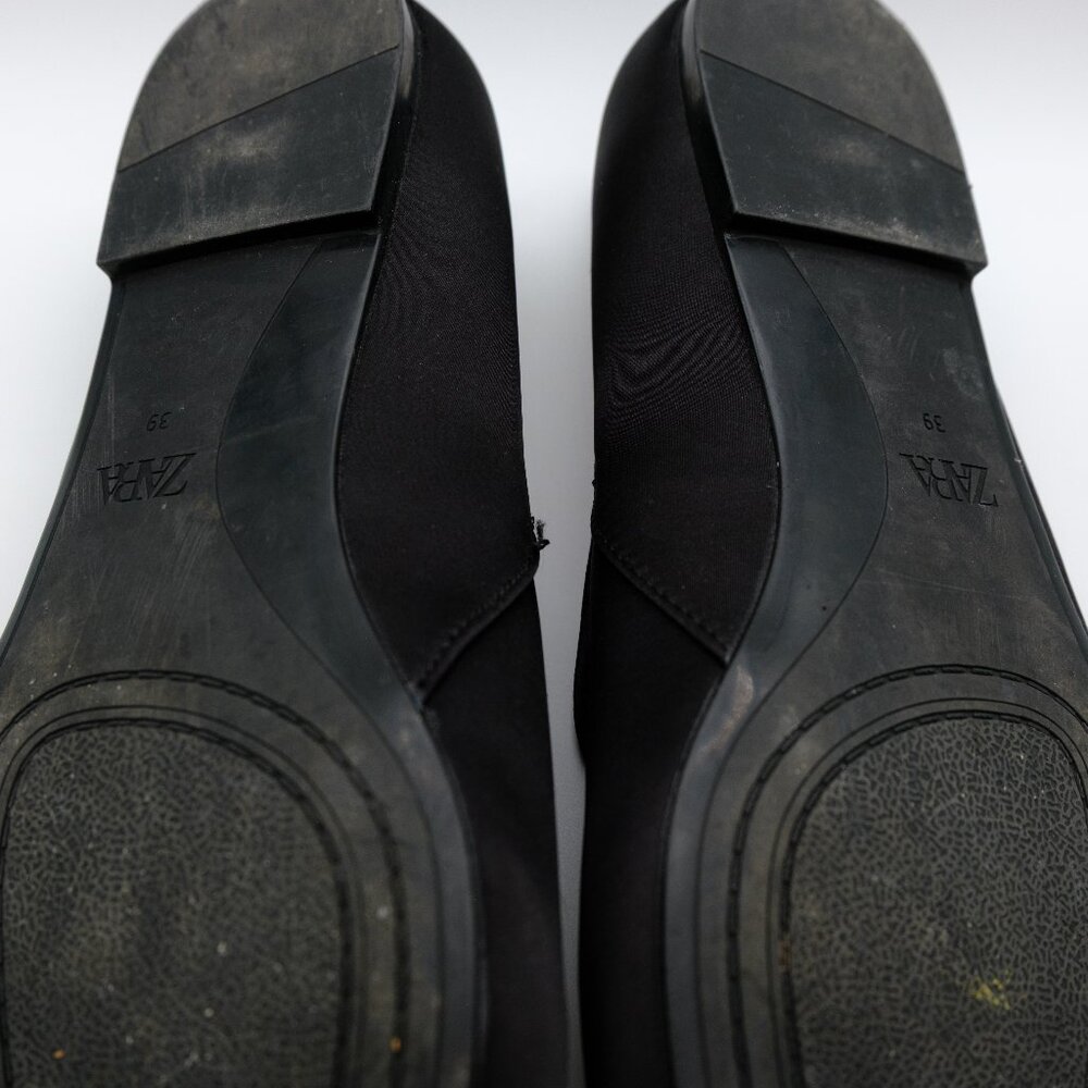 Zara black satin ballet flats with rhinestone buckle - 39 - Picture 5 of 5